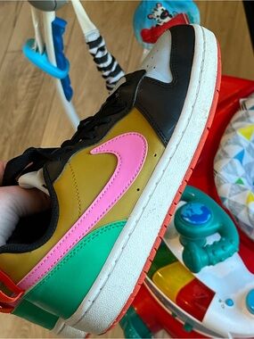 Nike Kids Multicolor Low-Top Sneaker - Pink Swoosh, Green, Mustard, Black